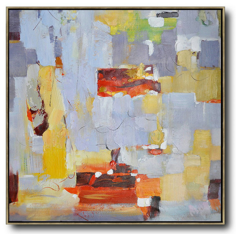 Large Abstract Painting Canvas Art,Oversized Contemporary Art,Hand Painted Abstract Art,Violet Ash,Yellow,Red,Orange.etc